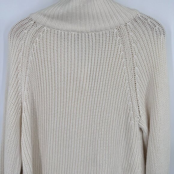 Talbots Womens size XL ivory Cardigan chunky Sweater Toggle Buttons Cotton cashm - Picture 8 of 10